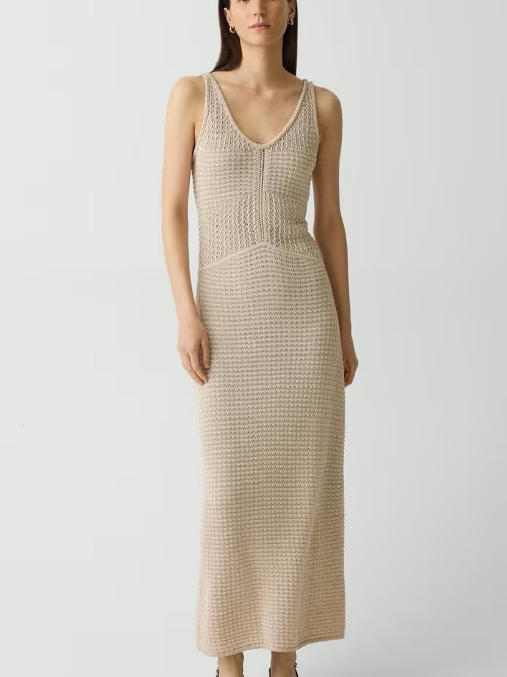 Theory Cream Sleeveless Knit Midi Dress - Picture 5 of 8